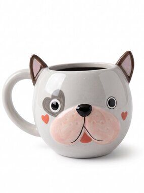 Pug Dog ceramic mug with hearts